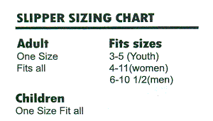 Slipper Size Chart
